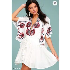 Free People Cora White Embroidered Dress